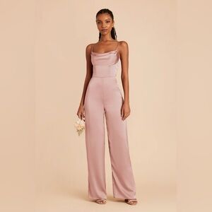 Elegant Rose Gold Satin Jumpsuit